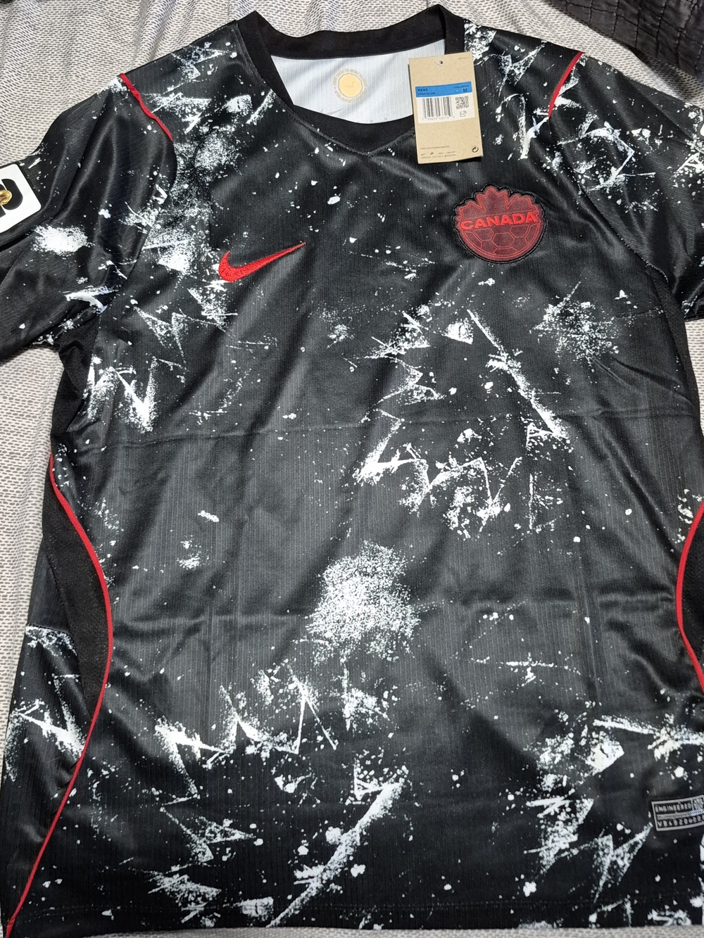 Nike Black & White Canada Graphic Short Sleeve Shirt with Red Accents